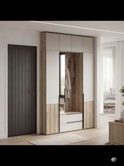 Заря прихожая с 2 пеналами и антресолью ПВШ Дуб делано/Кашемир