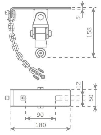 Шарнирный подвес для качелей гнездо KBT повышенной прочности, на плоском основании, нерж. сталь,  со страхующим элементом, арт. 817.002.040.001