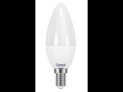 Лампа светодиодная General свеча E27 8W 4500K 4K 38x108 пластик/алюмин. 638600