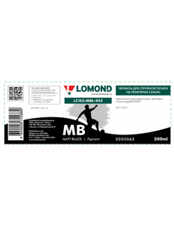 Чернила для широкоформатной печати Lomond LC103-MBk-002