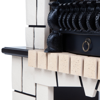 Угловой камин электрический Stone AO с очагом Majestic