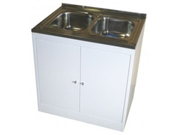 Тумба с 2-чашечной мойкой металлическая МТ-2