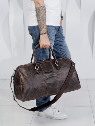 Кожаная дорожная сумка Normanno black (арт. 4007-01)