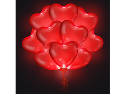Светящиеся "Большие сердца" с гелием