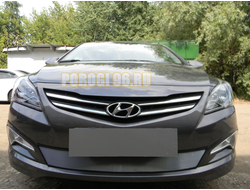 Защита радиатора Hyundai Solaris 2014-2017 chrome