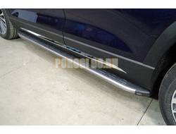 Пороги алюминиевые с пластиковой накладкой (карбон серые) 1920 мм ТСС для Jetour X90 Plus 2WD 2023-