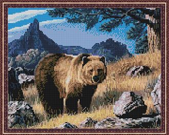 Алмазная мозаика 40х50, круглые стразы CK 3258 Медведь