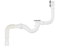 Сифон для ванны с выпуском и переливом, гибкая труба 40х40/50, V155-14-MR [56851]