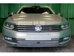 Защита радиатора Volkswagen Passat B8 1.8 / 2.0 2014- (3 части) с фронтальной камерой chrome