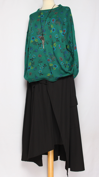 ДЖЕМПЕР ХЛОПОК "КОЛОКОЛЬЧИКИ РОМАШКИ" малахит до р.54