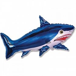 Шар (36&#039;&#039;/91 см) Фигура, Страшная акула, Синий, 1 шт.