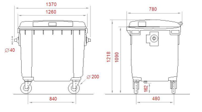 Размеры мусорного контейнера пластикового 660 литров