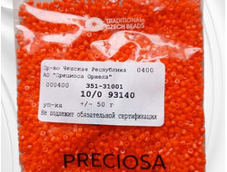 Бисер чешский preciosa рубка 10/0, оранжевая непрозрачная (93140), 50 грамм