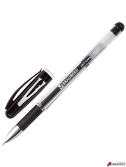 Ручка гелевая с грипом BRAUBERG «Geller», ЧЕРНАЯ, игольчатый узел 0,5 мм, линия письма 0,35 мм. 141180