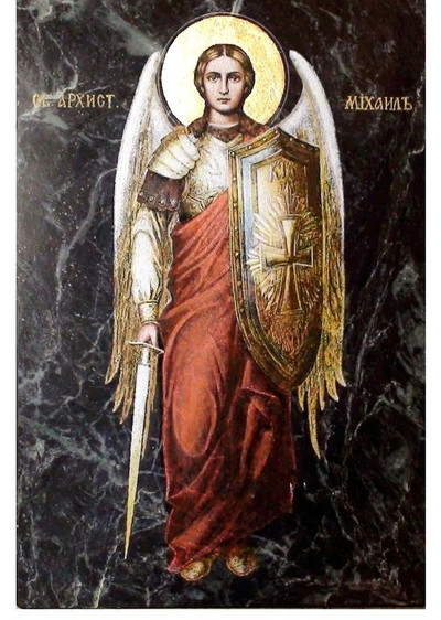 Икона  на змеевике, 180х300мм. Разные лики.