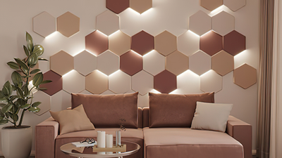 Световая 3D панель из МДФ в эмали "Honeycomb" (основной ракурс)