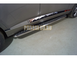 Пороги с площадкой 42,4 мм ТСС для Genesis GV80 4WD 3D 2020-