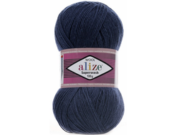Пряжа Superwash Alize (Ализе Супервош) Состав: 75% - SW шерсть, 20% - Полиамид Вес: 100 гр Метраж: 420 м. Цвет Темно синий