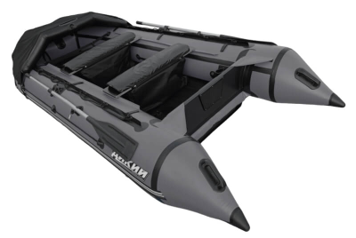 Моторная лодка ДИКИЙ 360 НДНД с тентом серый сбоку