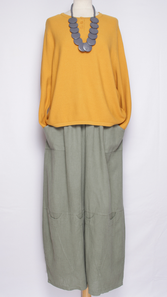 Брюки Бохо"Лён широкие с кармашками" т.синие, хаки, графит,св. бежевые  р.48-58