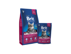 Сухой корм для кошек Brit (Брит) Premium Adult Chicken для взрослых кошек нежная курица с соусом куриной печени  3 кг