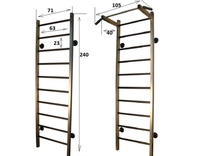 Шведская стенка PRO с фиксированным турником Т-фикс, со съемными брусьями Б-ПС