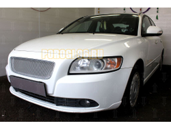 Защита радиатора Volvo S40 II (рестайлинг) 2007-2012 3D chrome верх PREMIUM (устанавливается вместо штатной)