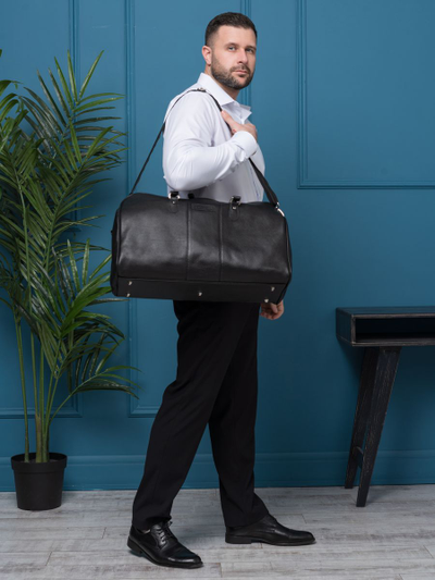 Кожаная дорожная сумка Campelli black (арт. 4014-01)
