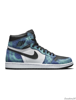 Nike Air Jordan 1 Retro High OG PS  Tie-Dye Black/Blue Унисекс (36-45)