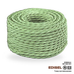Витой ретро провод 3х2.5 фисташковый шелк бухта