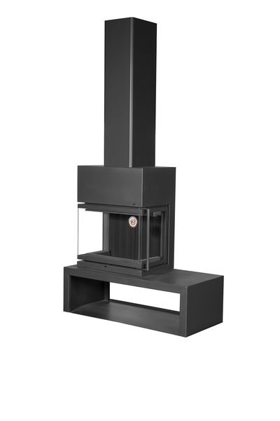 Камин МАДРИД на дровнике Гигант слева подовый / черный шамот подовый