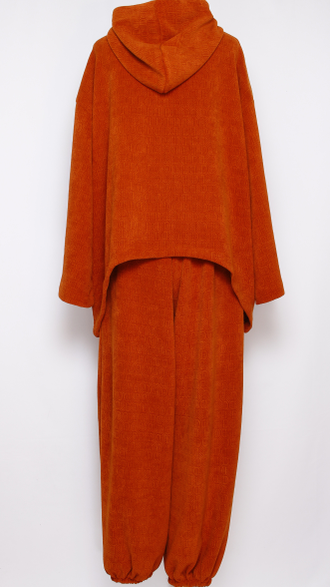 КОСТЮМ ЖАКЕТ И БРЮКИ "ВЕЛЮР ВАФЕЛЬКА"  терракотовый р.50,52