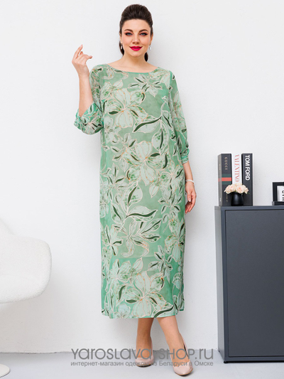 Шифоновое платье с цветочным принтом в зеленом оттенке
