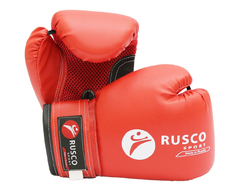 Перчатки бокс. RUSCO SPORT кож.зам. красные, вес 4/6/8/10 унций