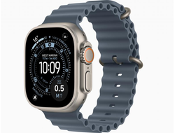 Apple Watch Ultra 3 из титана Natural - 49 мм - Ocean Band - Anchor Blue