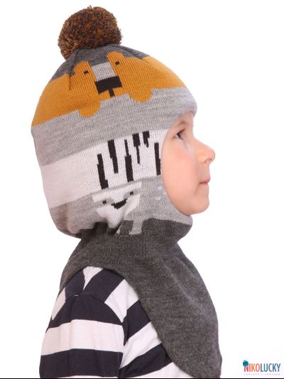 Шапка-шлем  21101-06, цвет серый, горчичный р. 50-52