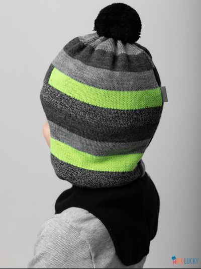 Шапка-шлем 20101-02 с утеплителем, х/б  подклад , черный,серый,салатовый 56-58