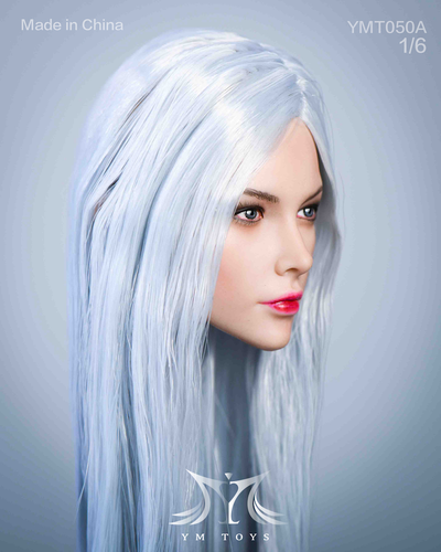 Женская голова (скульпт) с длинными волосами (серебро) 1/6 scale  (YMT050А) - YMTOYS