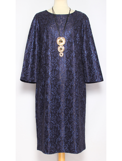 Платье"Кружевное" укороченное темно-синее р.54