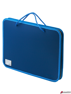 Папка на молнии пластиковая с ручками BRAUBERG, А4, 350×270×45 мм, фактура бисер, синяя. 225163