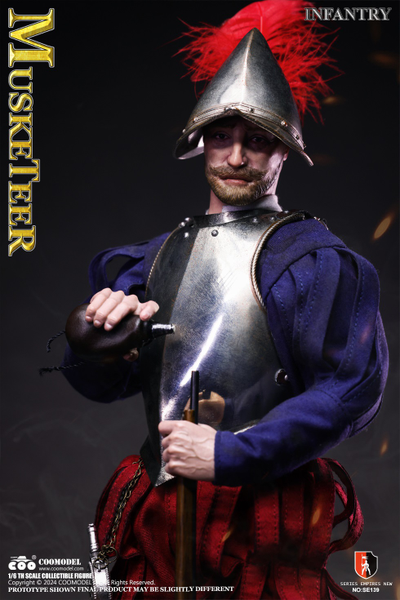 Испанский мушкетер (медно-никелевая версия) - КОЛЛЕКЦИОННАЯ ФИГУРКА 1/6 Series of Empires Spanish Conquistadors Nickel Silver Edition MUSKETEER (SE139) - COOMODEL