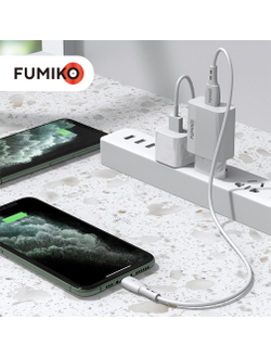 Зарядное устройство FUMIKO CH01 1USB 2.4А c кабелем Micro USB WHITE