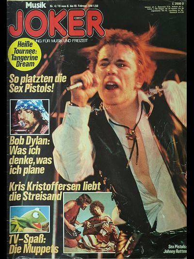 Music Joker Magazine April 1978 Sex Pistols, Rotten, Иностранные музыкальные журналы, Intpressshop