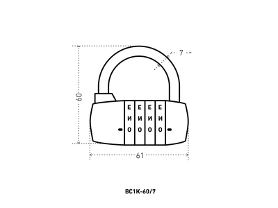 Замок навесной АЛЛЮР ВС1К-60/7 (HD01) черный кодовый [45751]
