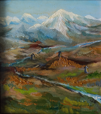 "Горный пейзаж" картон масло 1997 год