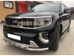 Защита штатного порога труба d42 для Kia Mohave (2021-...)