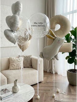 Набор шаров с гортензией и милый зайка