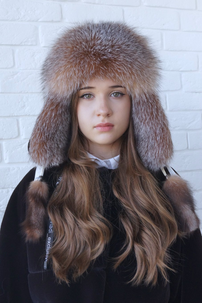 Ушанка "Полярная звезда" цвет белый + кристалл