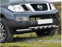 Защита переднего бампера d76/d57 клыки Nissan Pathfinder ( Ниссан Патфайндер)
