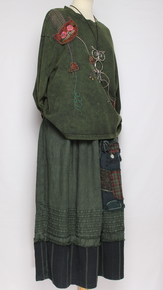 Джемпер ХЛОПОК "Кот винтаж" черный, зеленый до р.52